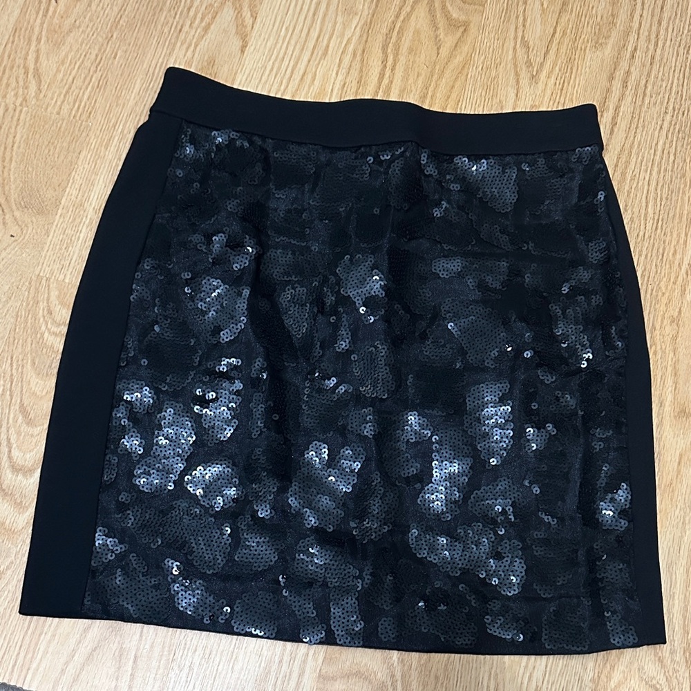 Ann Taylor Black Sequin Mini Skirt 4P